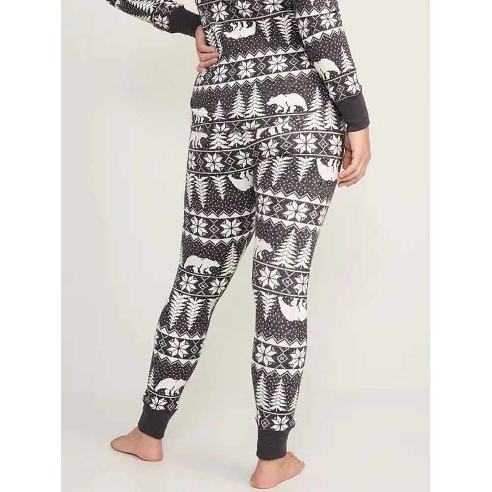 Old Navy Womens Flannel‎ Jogger Pajama Pants Grey Fair Isle Polar Bear Small NEW